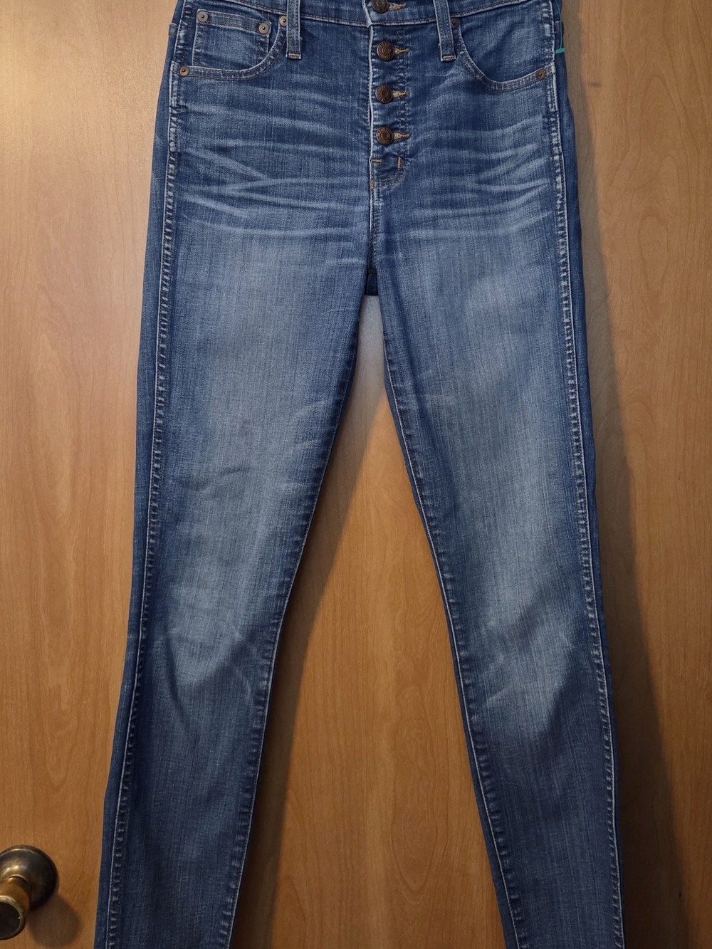 MADEWELL Button-Fly High-Rise Skinny Jeans in Medium Blue Size 26